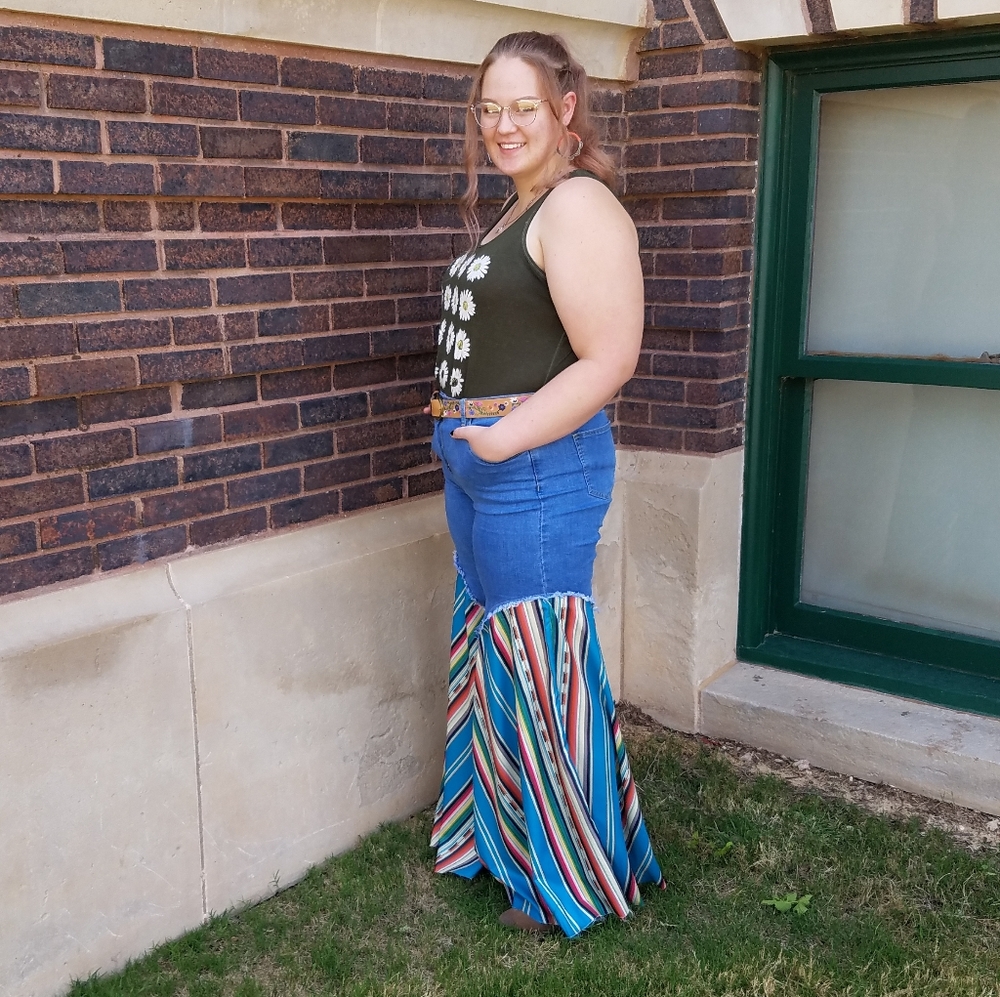 Lucky and Blessed L&B Teal Serape Plus Size Jeans - Picture 5 of 15